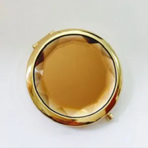 coffee color 1 шт. роскошное зеркало для макияжа украшенное кристаллами портативное круглое сложенное компактные зеркала Золотое серебряное карманное зеркало для индивидуального подарка - Цвет: coffee color