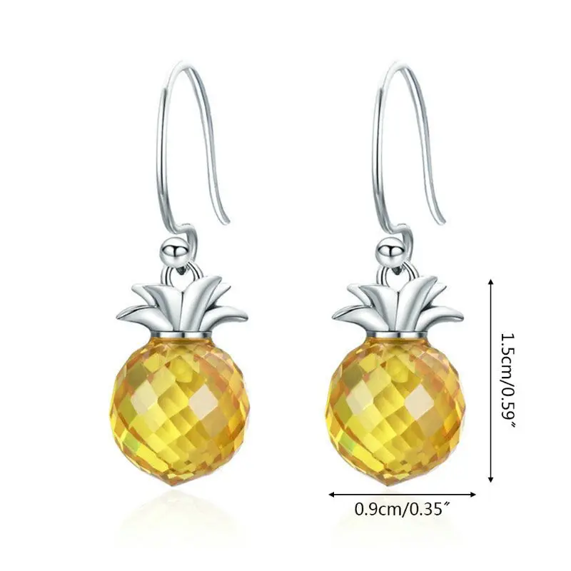 

Pineapple Shaped Inlaid Zircon 925 Silver Drop Earrings Women Charming Jewelry