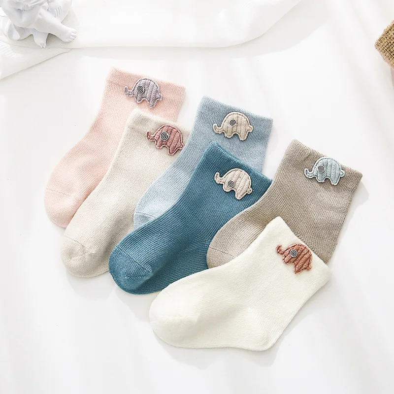 Calcetines de algod&oacute;n para ni&ntilde;os y ni&ntilde;as, medias de colores s&oacute;lidos para reci&eacute;n nacidos, primavera y verano, 3 par/lote-0