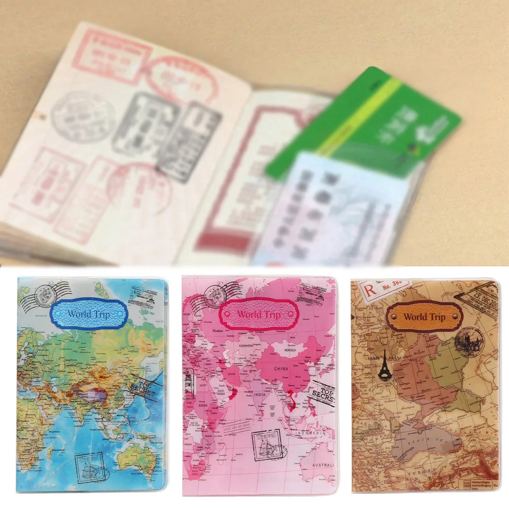 

Travel Accessories New Design Colorful World Map Passport Cover ID Credit Card Bag 3D Design PU Leather Passport Holder Bag