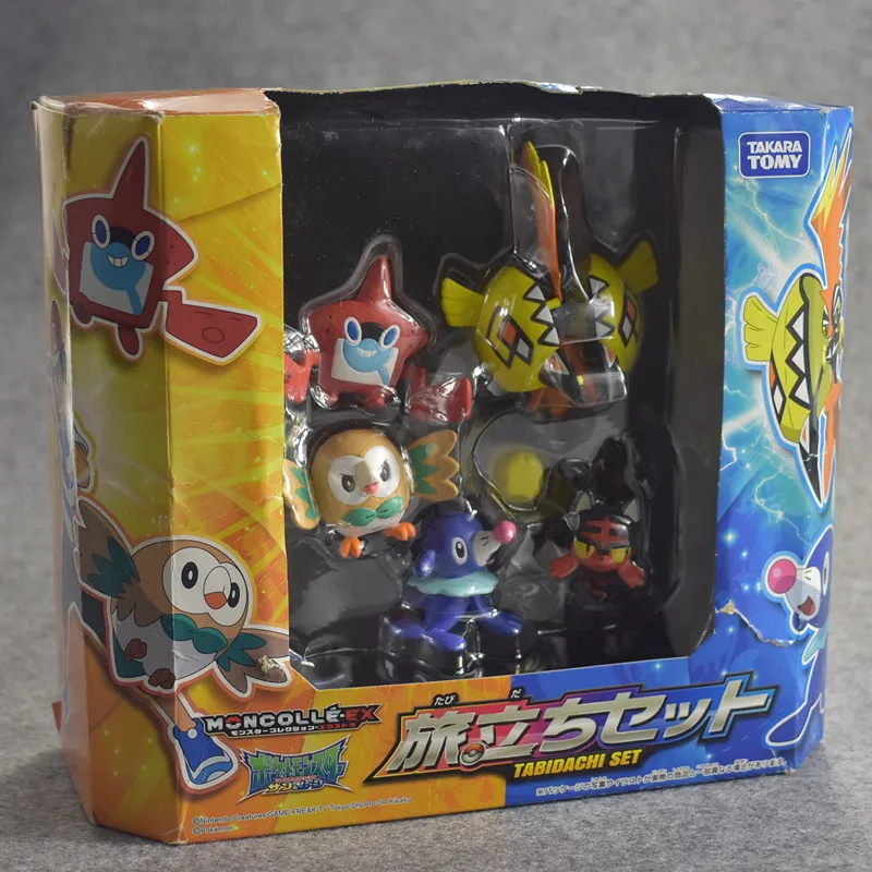 

Takara Tomy Genuine Pokemon Doll Charmander Popplio Litten Pikachu Rowlet Treecko Eevee Fennekin Anime Action Figure Toy Decor