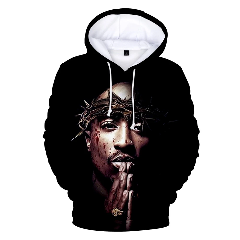 Худи Rapper Tupac Shakur в стиле хип хоп популярная 2Pac 3D Толстовка осенняя мода теплые