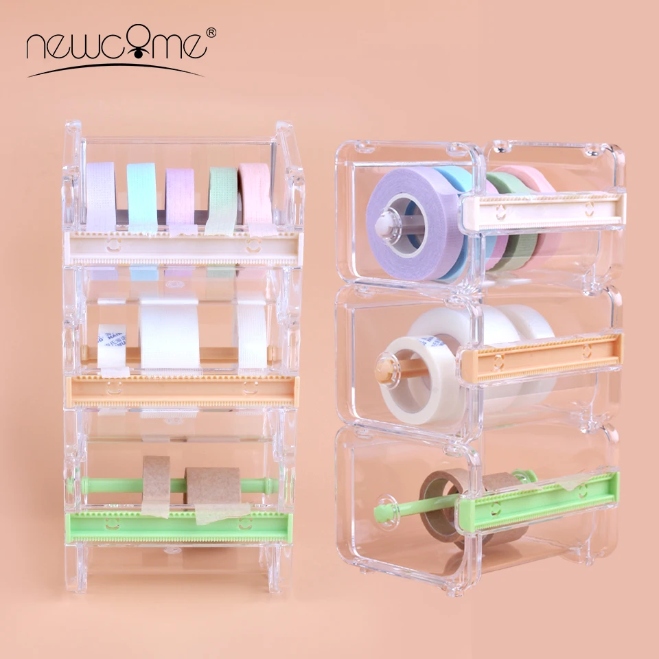

Professional Transparent Acrylic Tape Cutter Grafting Eyelashe Colors Tape Cutters Adhesive Rotating Acrylic Cutter Eyelash Tool