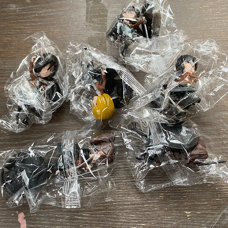 

6pcs/set Attack on Titan Anime Figures 9cm Levi Ackerman Collocation Pvc Model Doll Figurine Toys for Children Surprise Gift