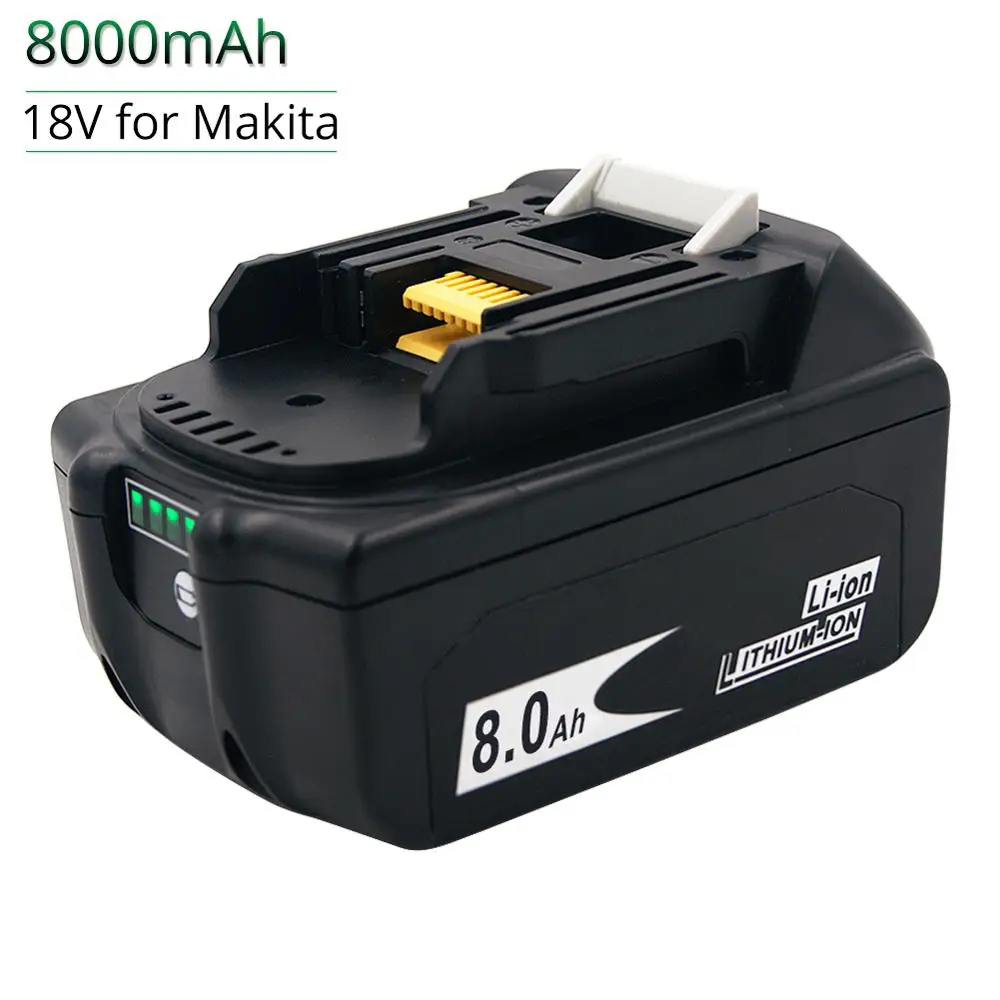 

Newest Version BL1860 BL1880 18V 6000mAh 8000mAh Li-ion Cordless Power Tool Rechargeable Battery for Makita BL1830 BL1840 BL1850