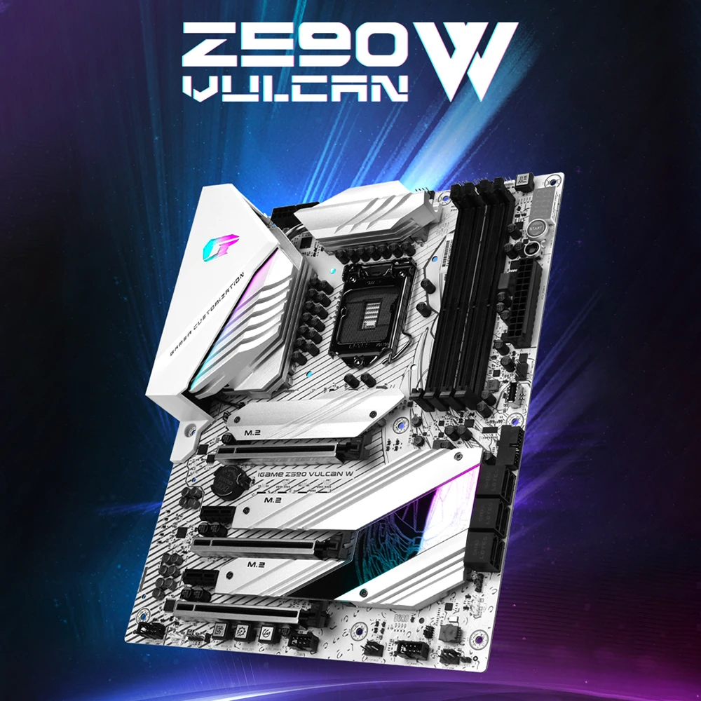 Bestellen Bunte Motherboard IGame Z590 Vulcan W V20 M.2 SATA NVME SSD 128GB RGB Overclocking Gaming Motherboard For11600K/11700K/11900K
