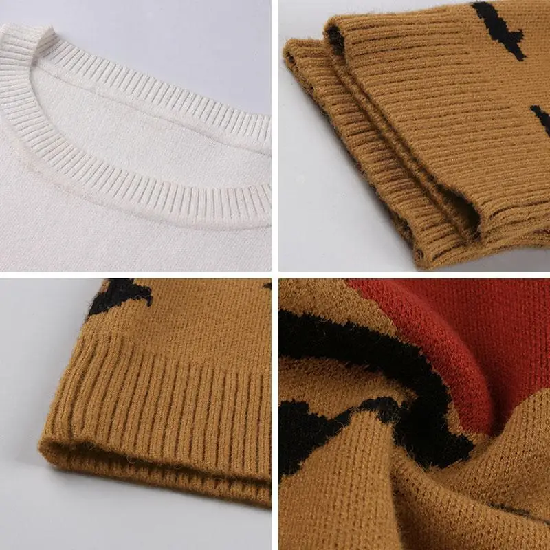 

Autumn Winter Fashion Leopard Knitted Sweater Women 2020 New Casual O-neck Full Sleeve Pullovers Top