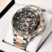 lige 2022 new casual sport chronograph mens watches stainless steel band wristwatch big dial quartz clock relogio masculinobox