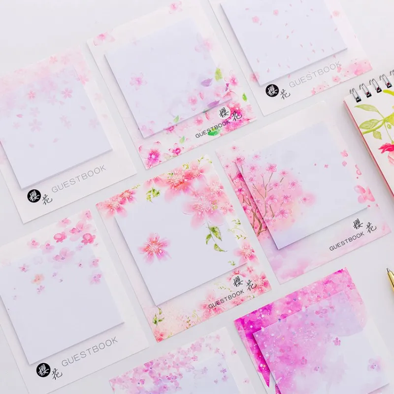 

Cute Kawaii Flower Blossoms Memo Pad Creative Sticky Notes Stationery Sticker Planner Stickers Notepads Office School Supplies