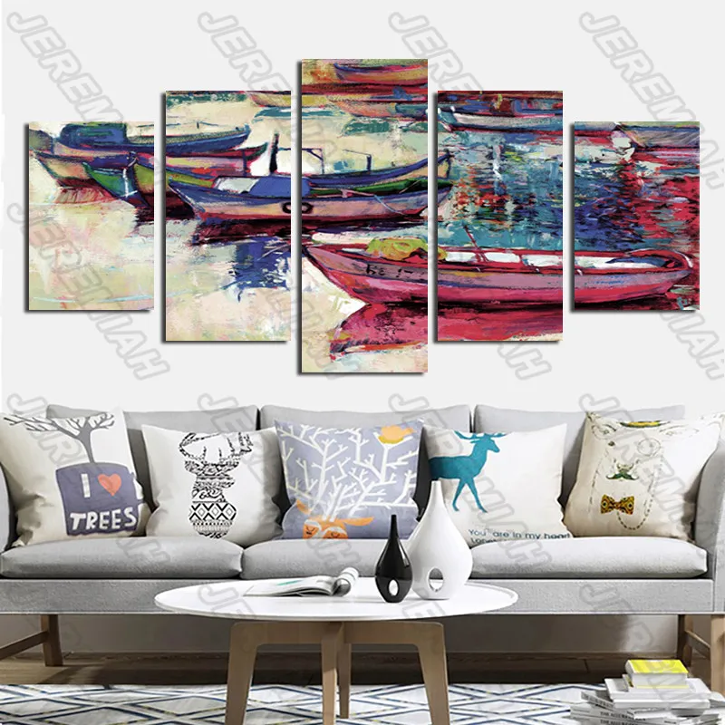 

Canvas Oil Painting Boat Poster Nordic Style Wall Art Canvas Print Painting Modern Living Room Decoration