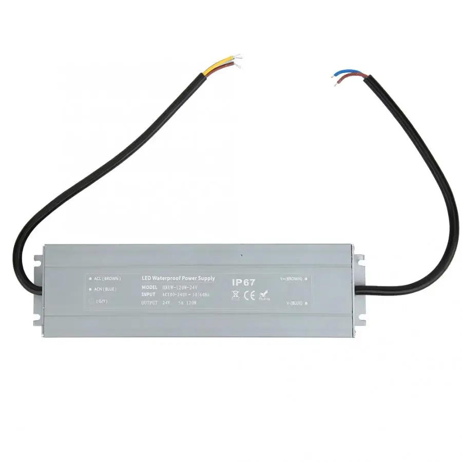 HRUW 120W 24V источник питания IP67 водонепроницаемый адаптер светодиодный драйвер
