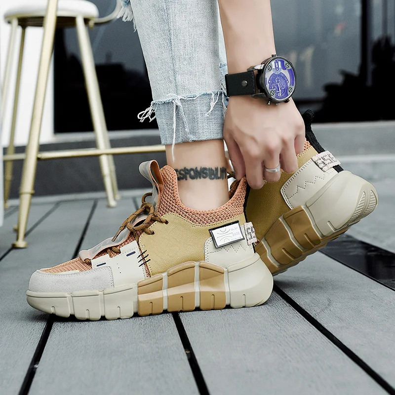 

Trend Sports Shoes Brand Sports Shoes Men's Thick Bottom Sports Shoes Mid-top Breathable Jogging Shoes Outdoor Walking Shoes