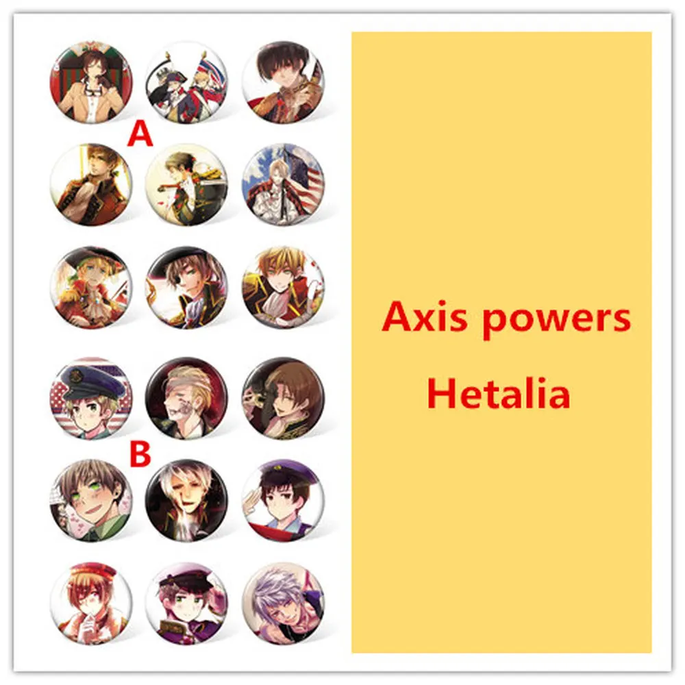 9 шт один набор осевой силы Hetalia значок КНОПКА 2 3 &quot(5 8 см)|Рисование и каллиграфия|