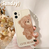 retro chocolate kawaii plush bear japanese phone case for iphone 13 11 12 pro max xs max xr 7 8 plus 7plus case cute soft cover