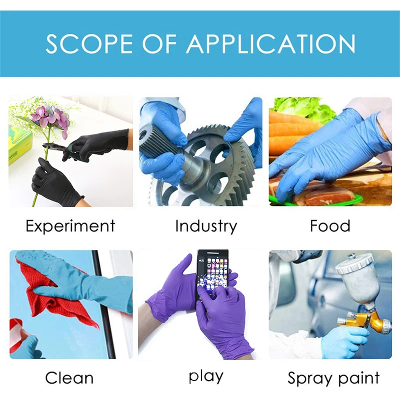 

5/20/50/100pcs Disposable Gloves Nitrile Rubber Pink Women Men Gloves Universal Garden Kitchen Washing Work Gloves Latex Black