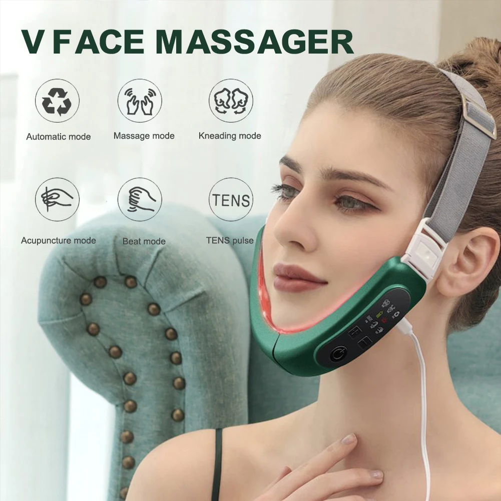 

V-Face Shaping Massager Facial Lifting Slimming Device with Red-Blue Ray Remote Control Face Massager for Women