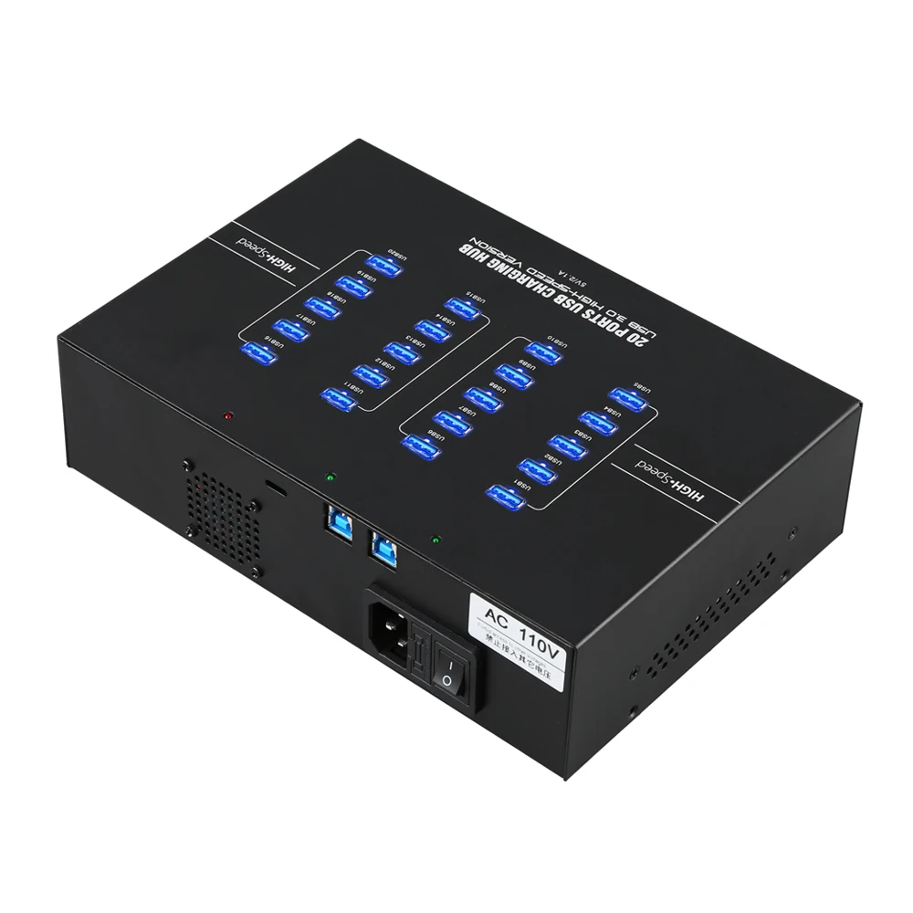 Sipolar 20 портов промышленный USB 3,0 Синхронизация и зарядка концентратор встроенный 5 в 40A источник питания 2.1A зарядка синий светодиодный 110/220 В опционально