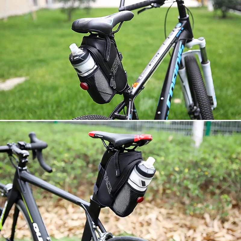 

Bicycle Saddle Bag with LED Tail Light Waterproof MTB Rear Bag Pannier Bike Under Seat Water Bottle Pouch Cycling Storage Bags