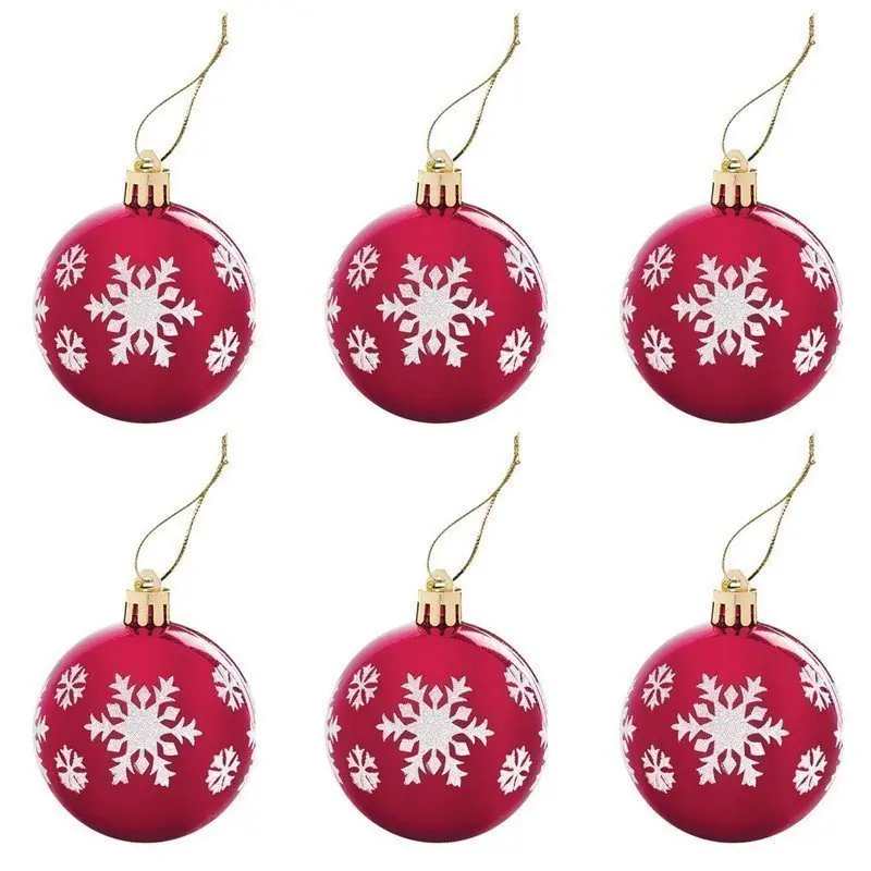 Шары елочные с узором ЗОЛОТАЯ СКАЗКА НАБОР 6 шт пластик см цвет КРАСНЫЙ АРБУЗ