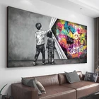 Граффити настенное искусство абстрактная детская кулак Скоба Картина на холсте плакаты и принты декоративная картина для гостиной домашний декор