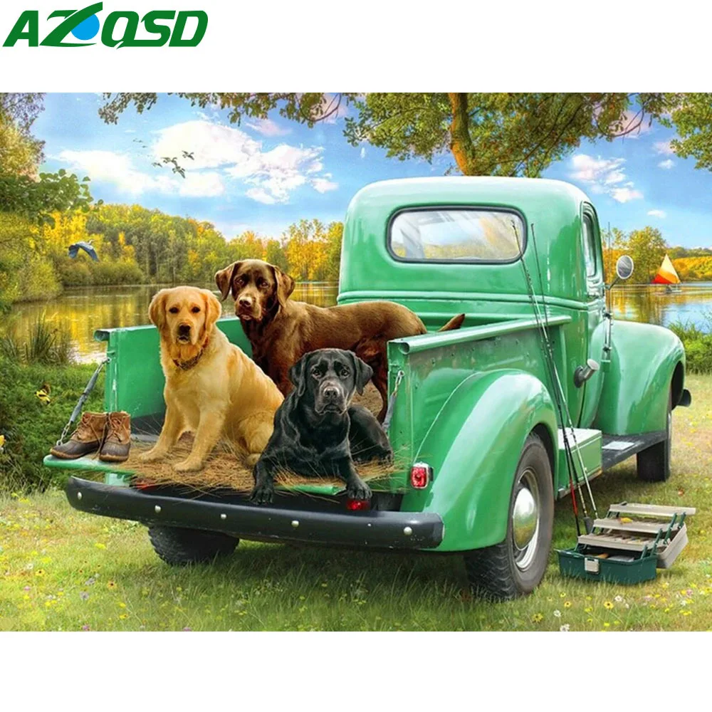 Алмазная живопись AZQSD с полным заполнением вышивка крестиком в виде собаки