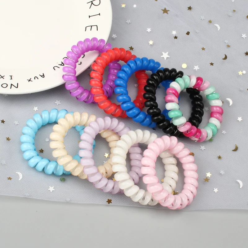 

5Pcs Fashion Telephone Wire Scrunchie Colorful Elastic Headband Hair Rope Girls Rubber Bands Seamless Ponytail Holder Hair Ring