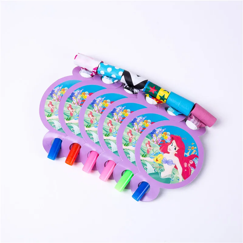 Blow 6pcs 90pcs Cute happy birthday Mermaid Ariel girls baby shower party decoration banner table cloth straws cup plates supplier - Цвет: Blow 6pcs