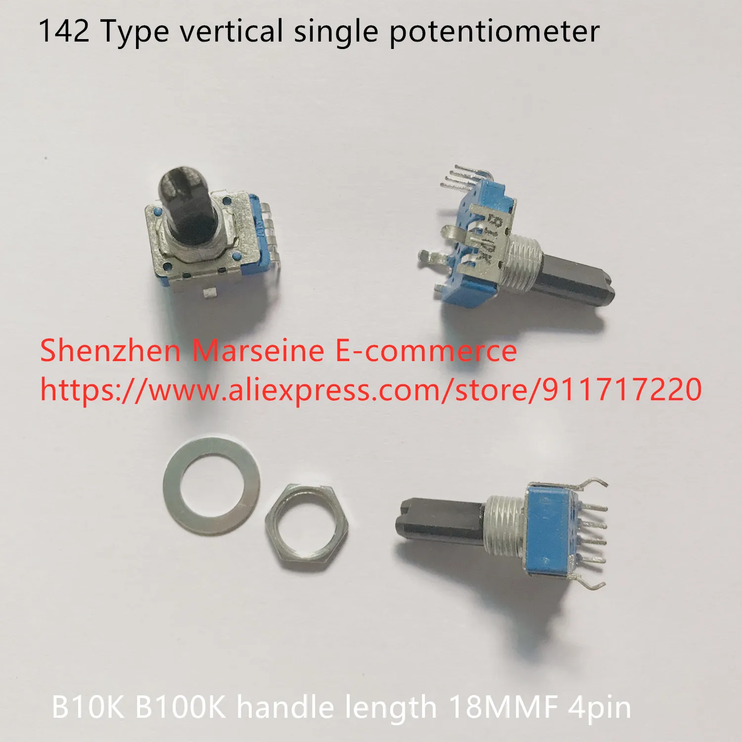 

Original New 100% 142 Type vertical single potentiometer B10K B100K handle length 18MMF 4pin (SWITCH)
