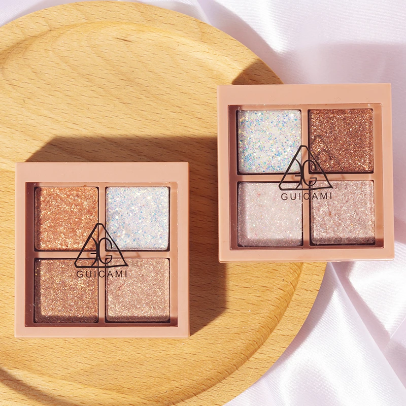 Палитра водостойких теней для век 4 цвета пудра макияжа стойкие дымчатые матовые