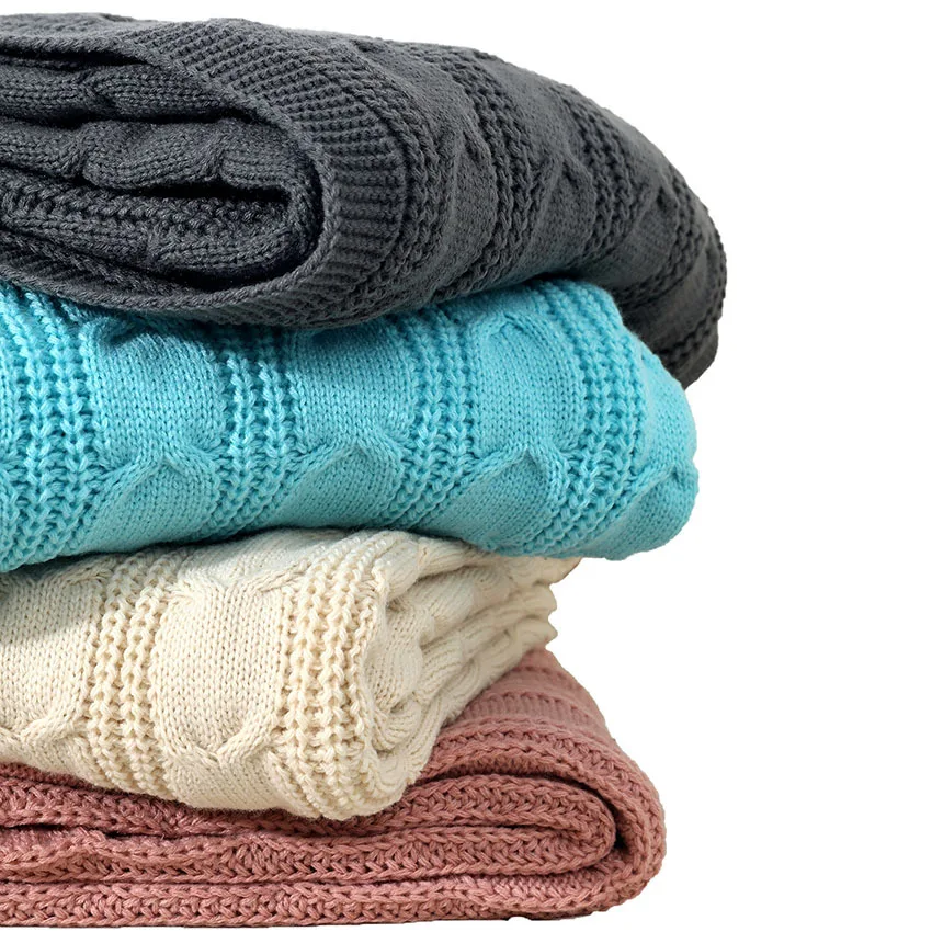 Mantas n&oacute;rdicas simples para dormir, manta de acr&iacute;lico para sof&aacute;, decoraci&oacute;n c&aacute;lida de invierno, tejido de lana suave, chal grande de Color s&oacute;lido-4