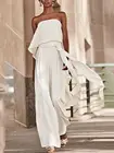 Женский комбинезон с открытыми плечами, белый элегантный повседневный офисный костюм с высокой талией, размера плюс, 2021