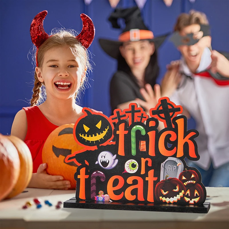 

Домашний декор, деревянное настольное украшение на Хэллоуин, персонализированный реквизит для темативечерние, украшение для дома, гостино...