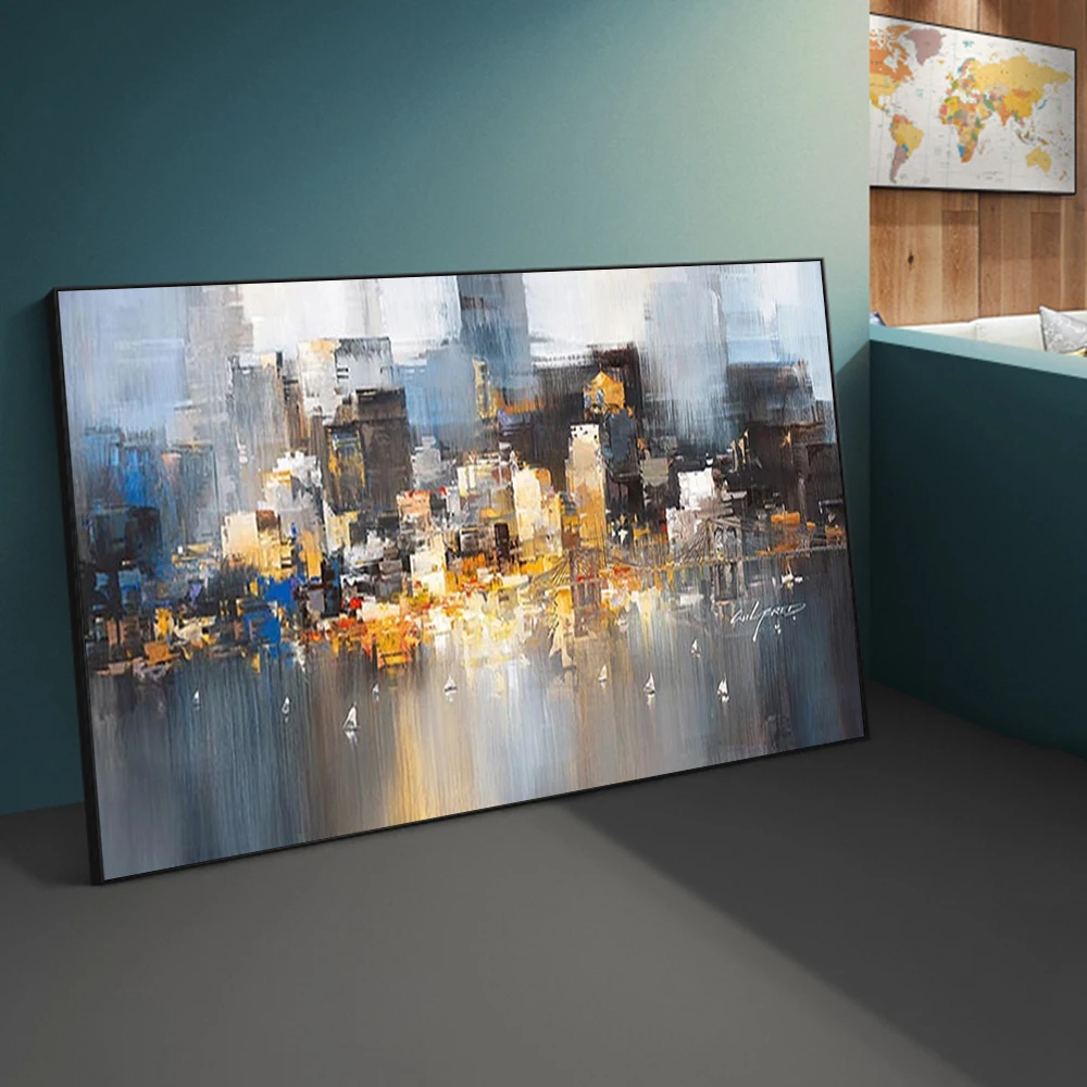 Абстрактная Картина на холсте здание города Пейзажи плакаты и принты настенные