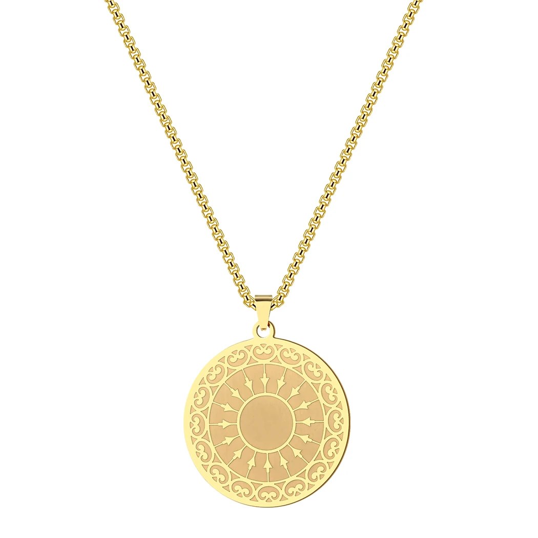 CHENGXUN Мандала Ожерелье Мужчины Женщины Нержавеющая Сталь Позолоченная Подвеска