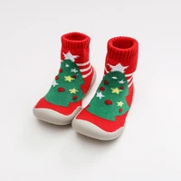 non slip floor christmas socks christmas winter terry thickened cartoon baby shoes baby anti skid toddlers red floor kids socks