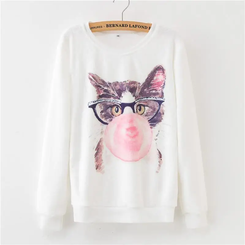 na32 Kawaii розовый Кот Единорог толстовки женские милые Мультяшные панды печати с длинным рукавом Толстовка Повседневная Спортивная Одежда Harajuku - Цвет: na32