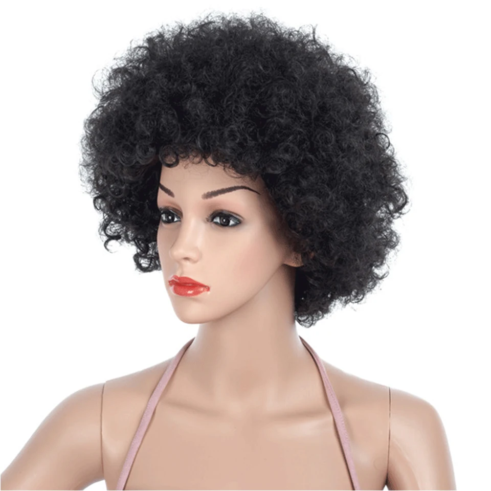 Синтетические афро черные надувные кудрявые короткие парики для черных женщин