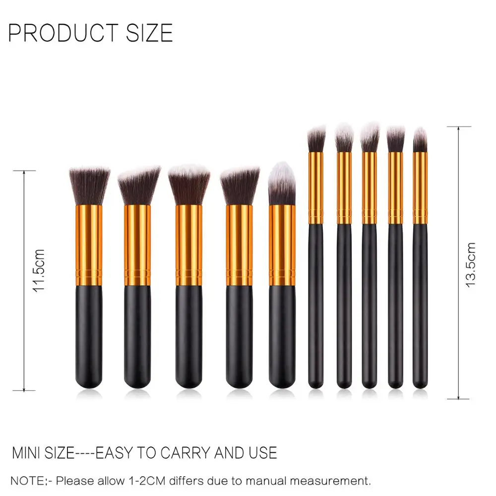 10/11 шт. Набор кистей для макияжа высокое качество синтетические волосы румяна