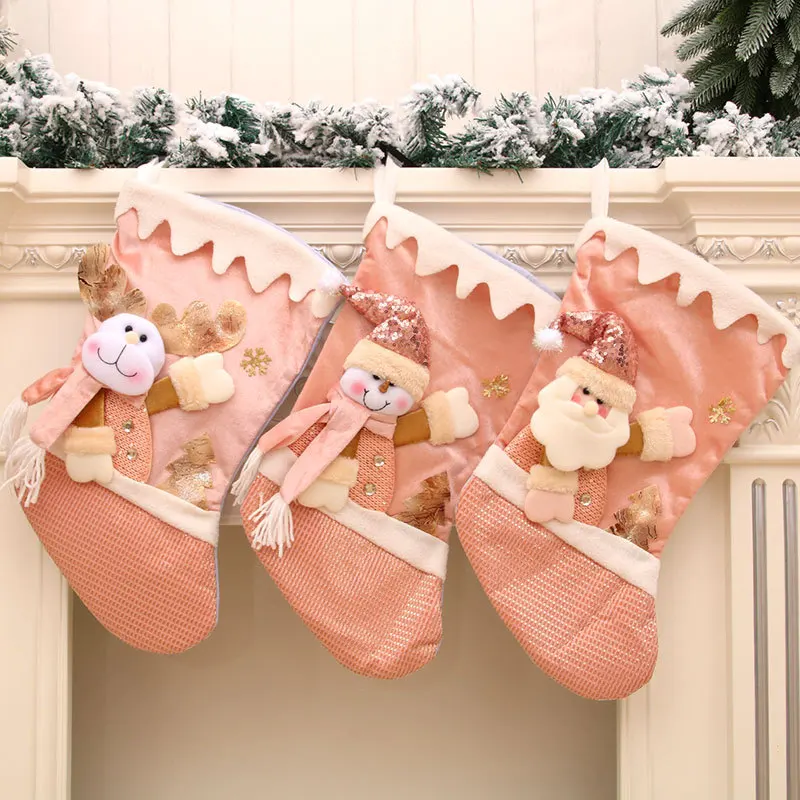 

Рождественские Чулки со снежинкой, Сантой, снеговиком, оленем, семейным дизайном, подарок на Рождество, праздничный сезон вечерние празднич...
