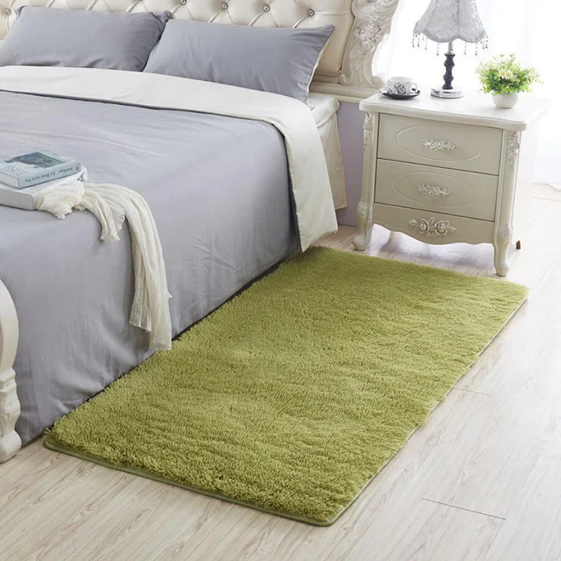 Grass green High Quality Big Size Bathroom Carpet Floor Rug Bedroom Kitchen Bathroom Mat Sofa Rug 1pcs Rectangle Solid Bath Mat Doorway Rug - Цвет: Grass green