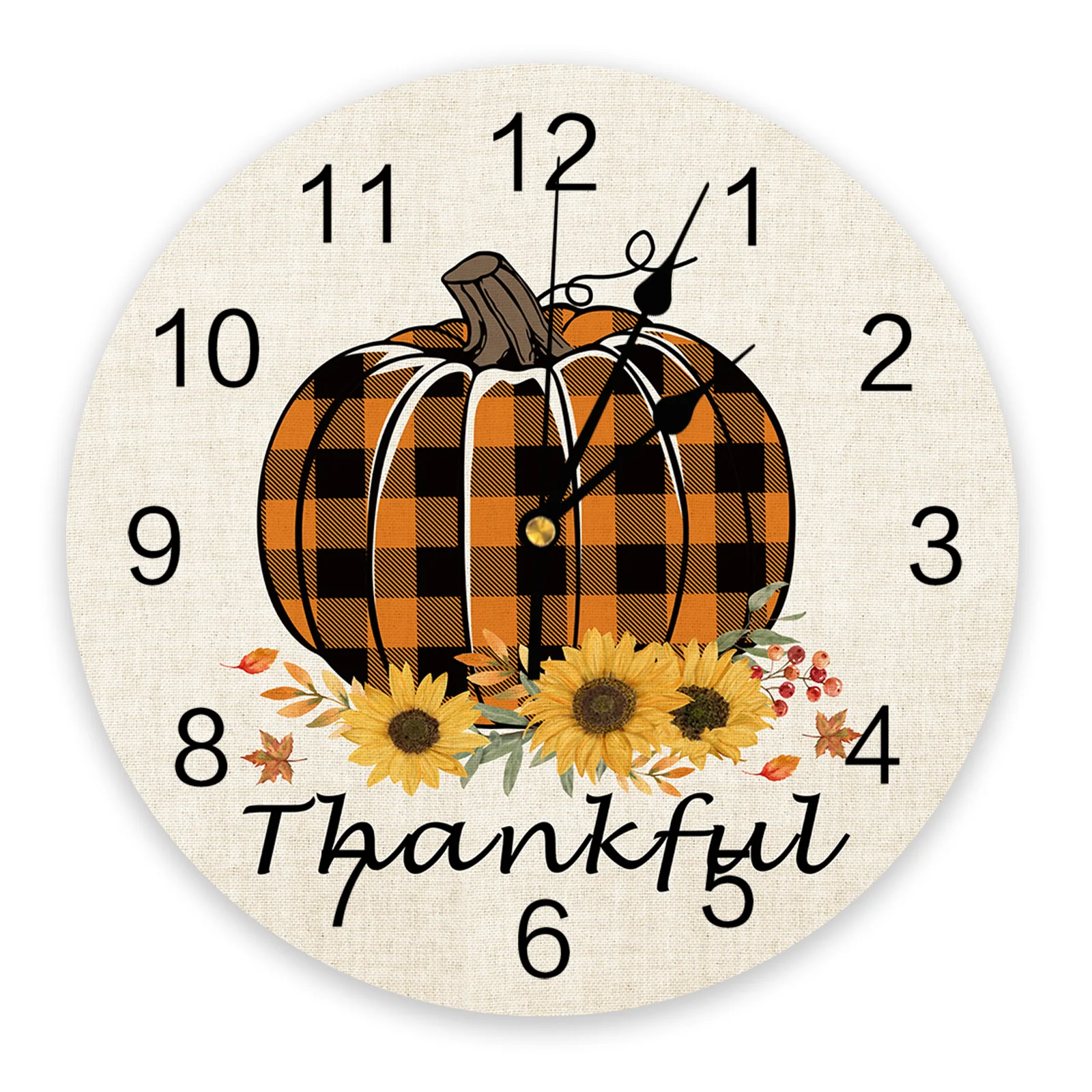

Thanksgiving Pumpkin Sunflower Wall Clock Bedroom Silent Wall Digital Clock Living Room Decor Wall Clock Modern Design