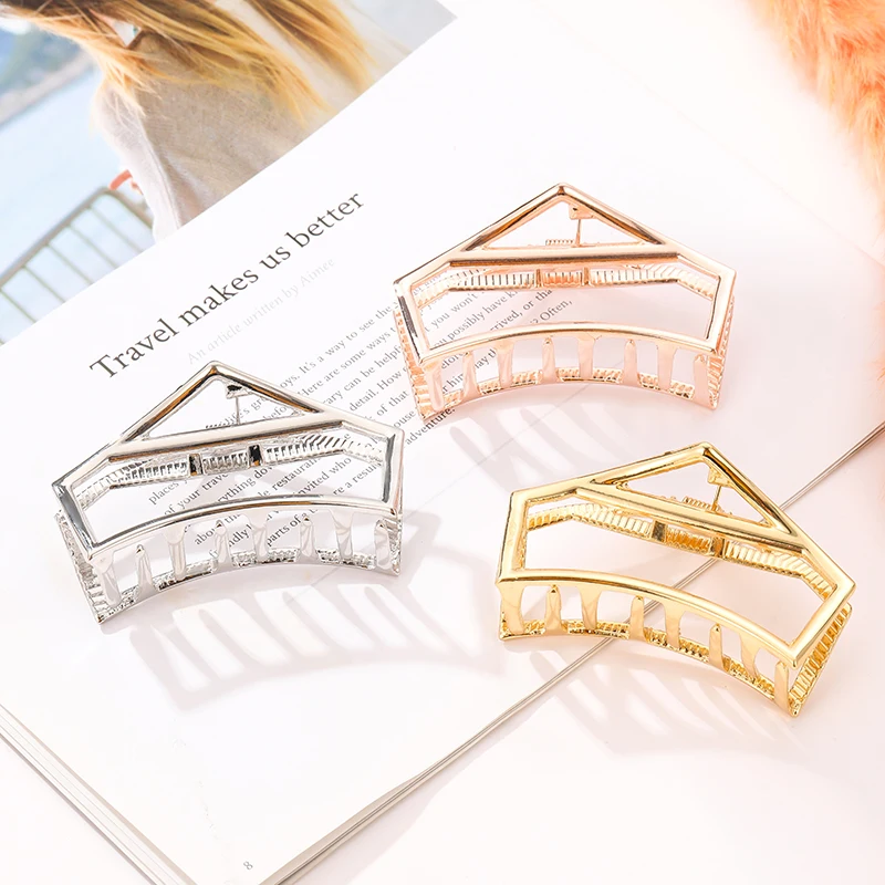 Модные металлические геометрические Когти для волос женщин заколки в форме