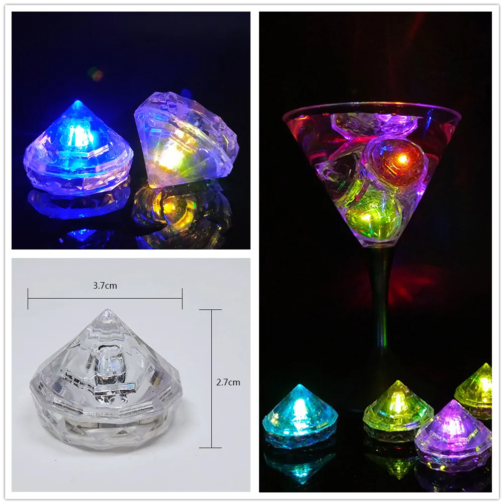 6 шт. светодиодный Алмазный светящийся кубик льда | Дом и сад