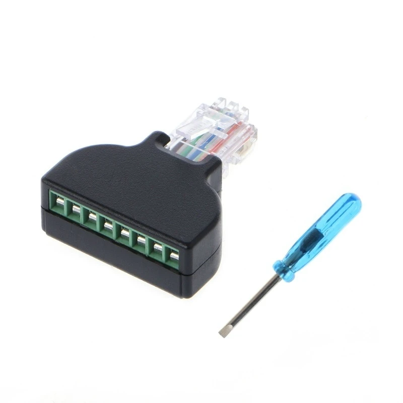 Переходник со штекера Ethernet RJ45 на 8 контактный винтовой разъем AV для камеры