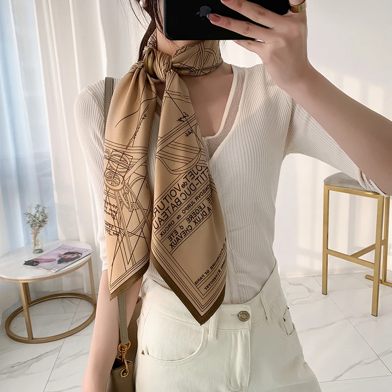 

2021 new spring women scarf quality shawl silk fashion scarf headscarf beach sunscreen bag headscarf scarf 90cm*90cm