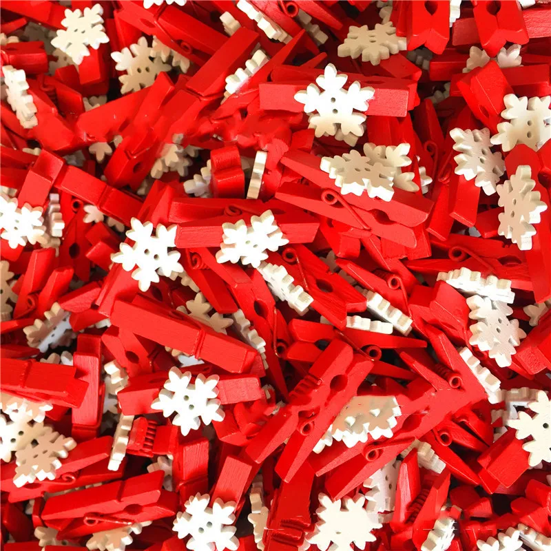 10 шт./лот деревянные зажимы для фотобумаги с рождественскими снежинками прищепки