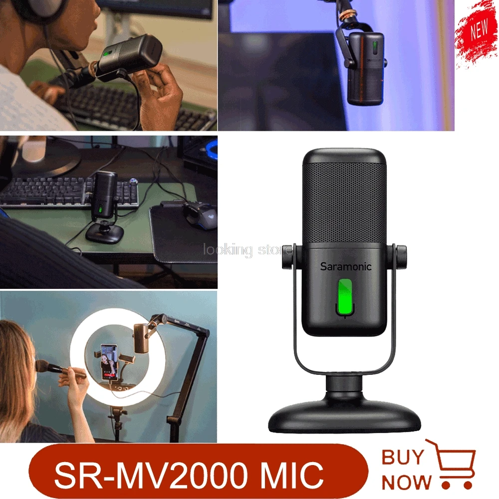 

Saramonic SR-MV2000 Новый настольный микрофон USB со съемной магнитной подставкой, встроенный поп-фильтр и усилитель для наушников