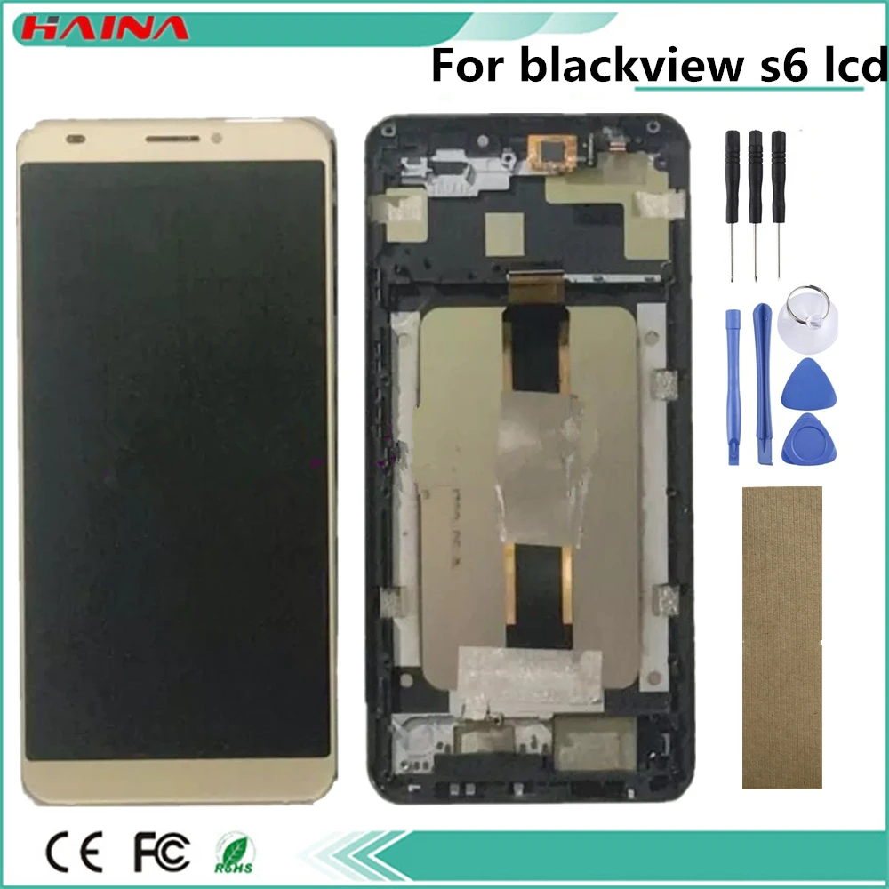 100% оригинальная рамка + ЖК дисплей для Blackview S6 кодирующий преобразователь