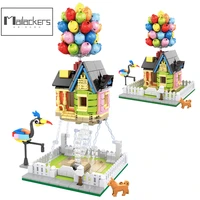 mailackers city house architecture suspended balloon house building blocks with movie bird and dog creative model toys for kids