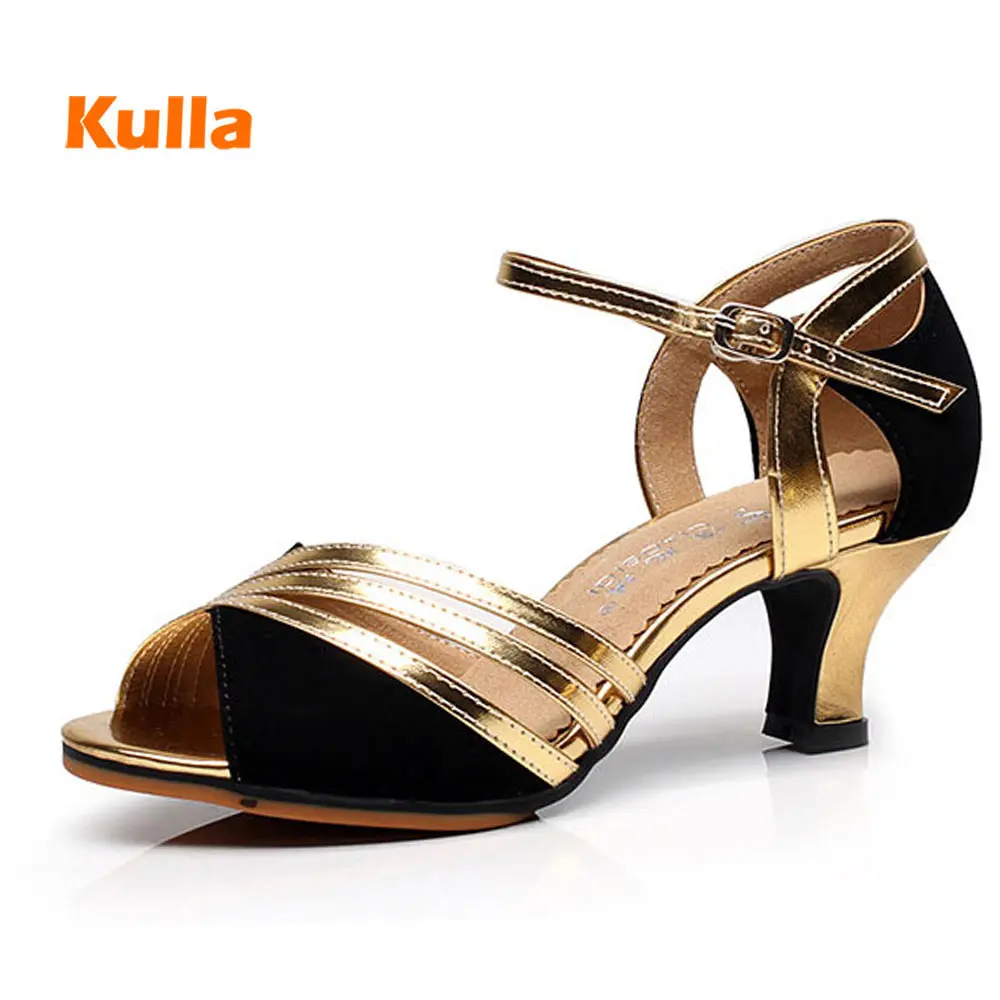 Women's Latin Dance Shoes Adult Woman Suede+PU Square Ballroom Salsa Dancing Shoes Latina High-heeled Sandals Girl Wedding Shoes